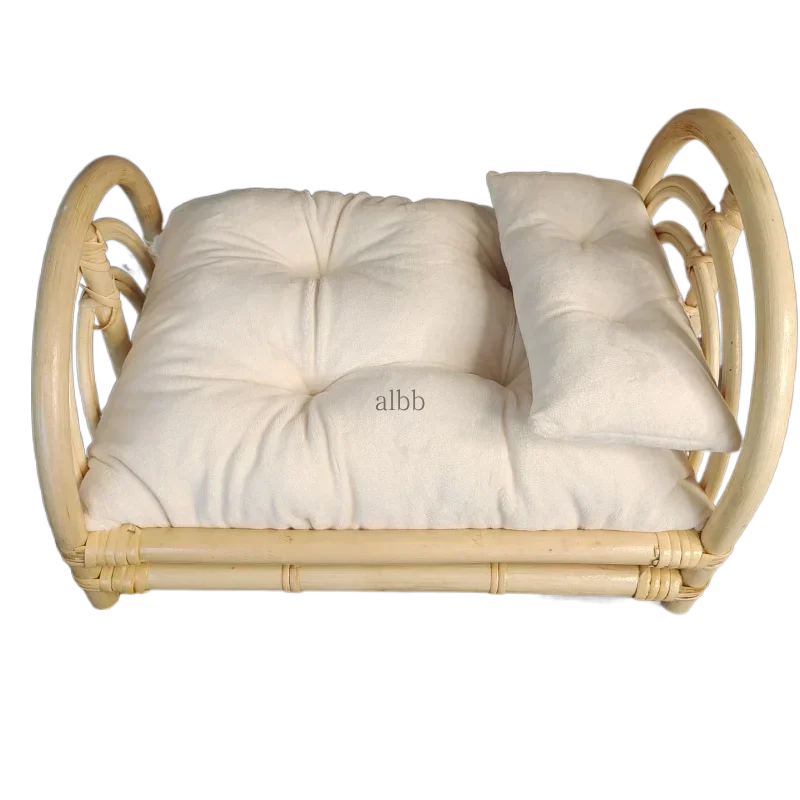 Wooden Rattan Newborn Prop Bed