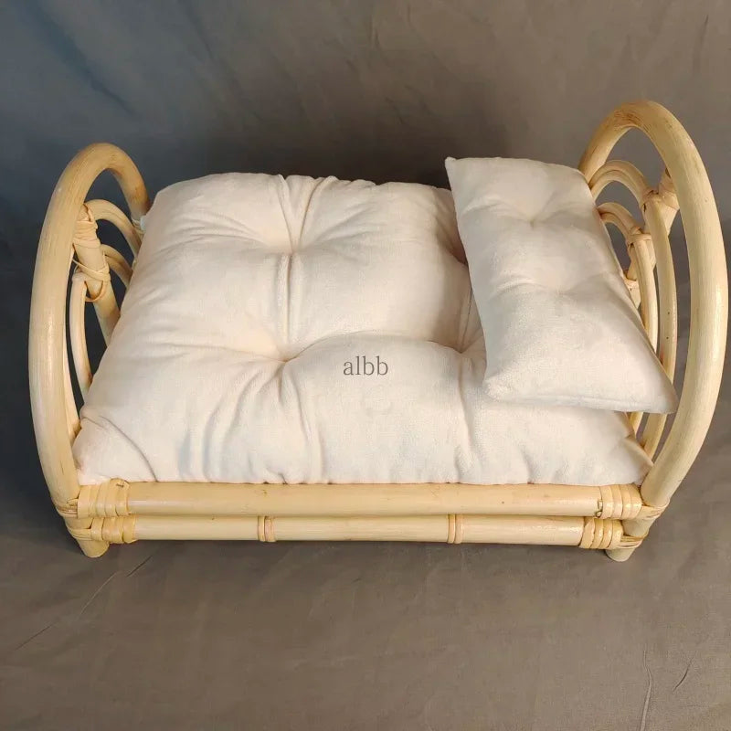 Wooden Rattan Newborn Prop Bed