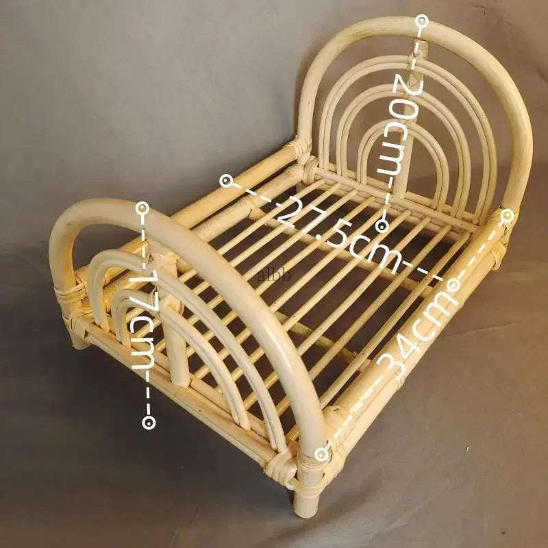 Wooden Rattan Newborn Prop Bed