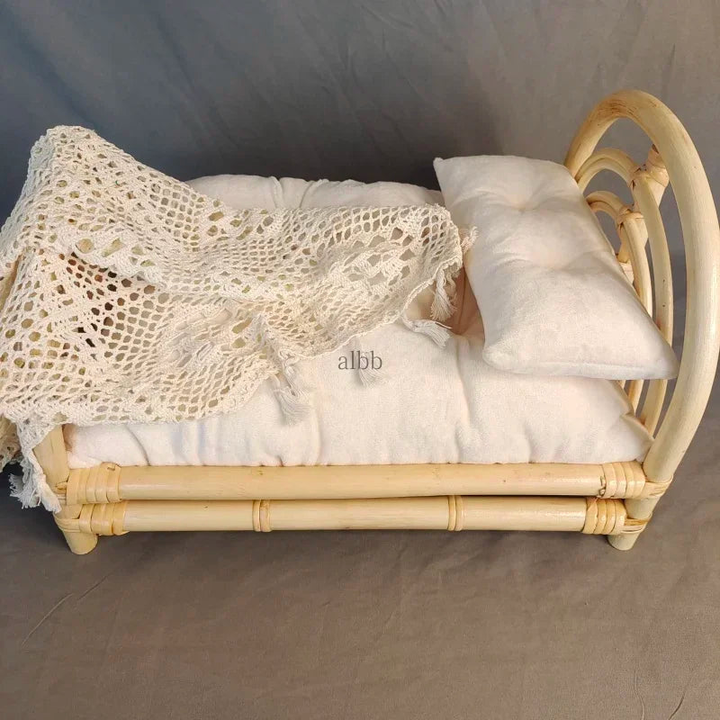 Wooden Rattan Newborn Prop Bed